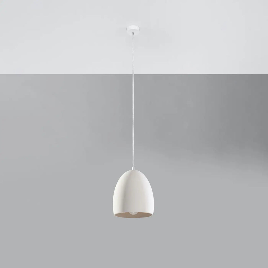 Suspension cloche arrondie en céramique blanche, 30 cm