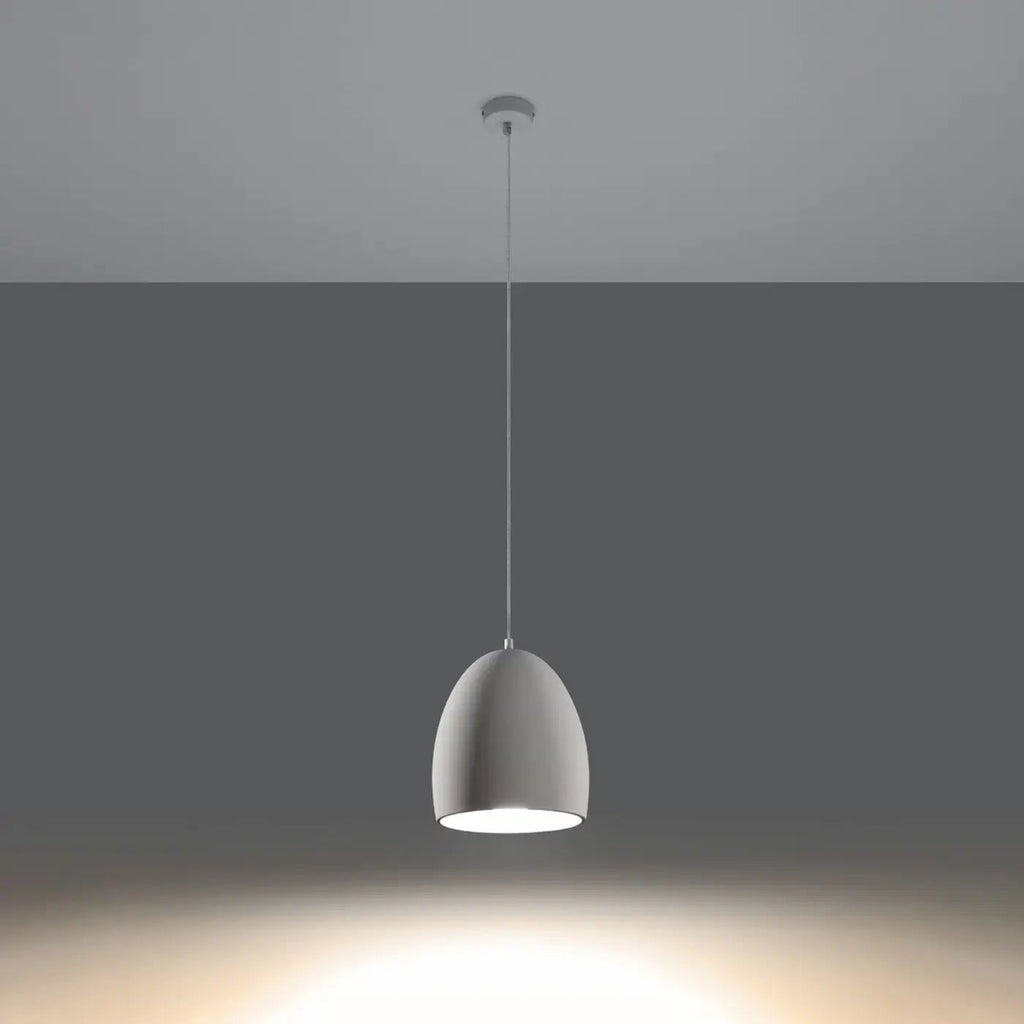 Suspension cloche arrondie en céramique blanche, 30 cm