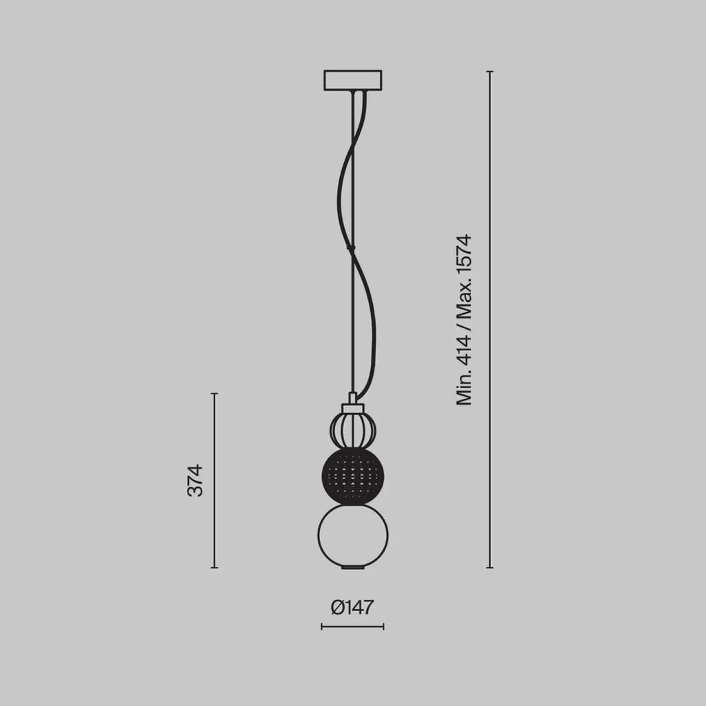Petite suspension LED globe de verre, col en métal doré