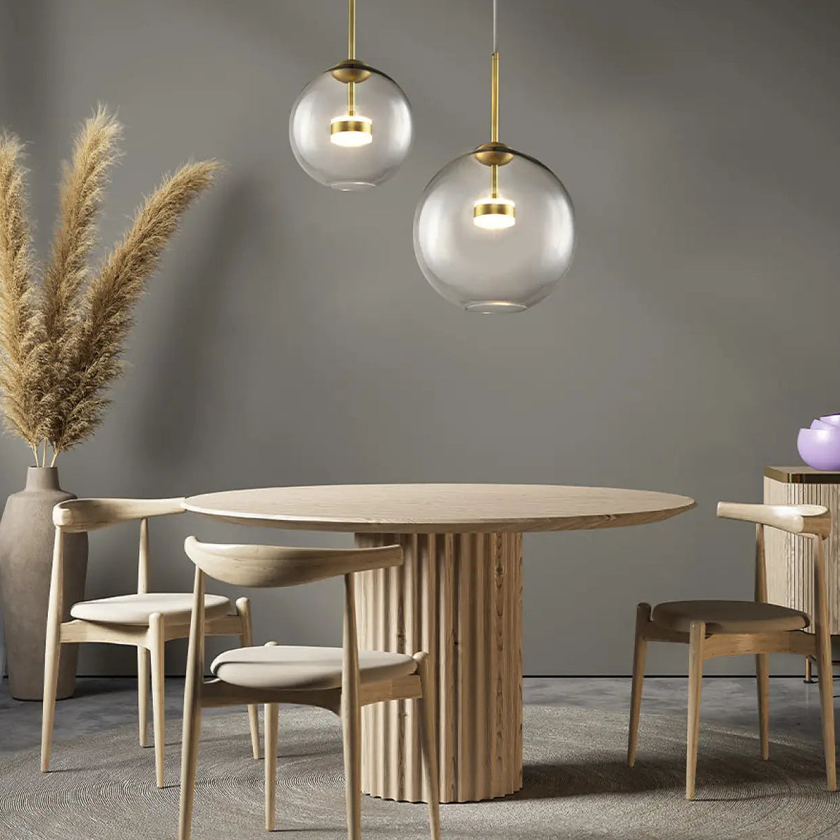 Suspension globe en verre soufflé, LED 750 lumens, 35 cm