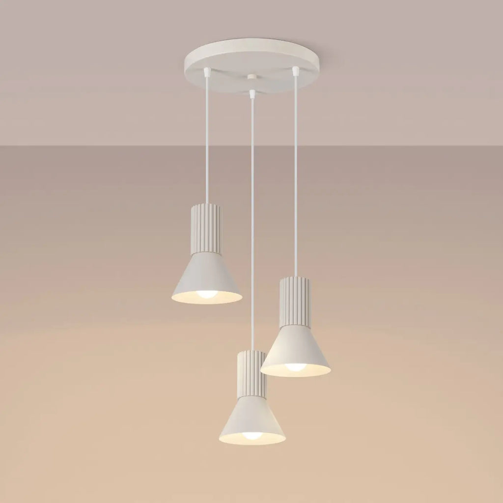 Suspension petit cône cannelé, 1 ou 3 lumières, trois finitions
