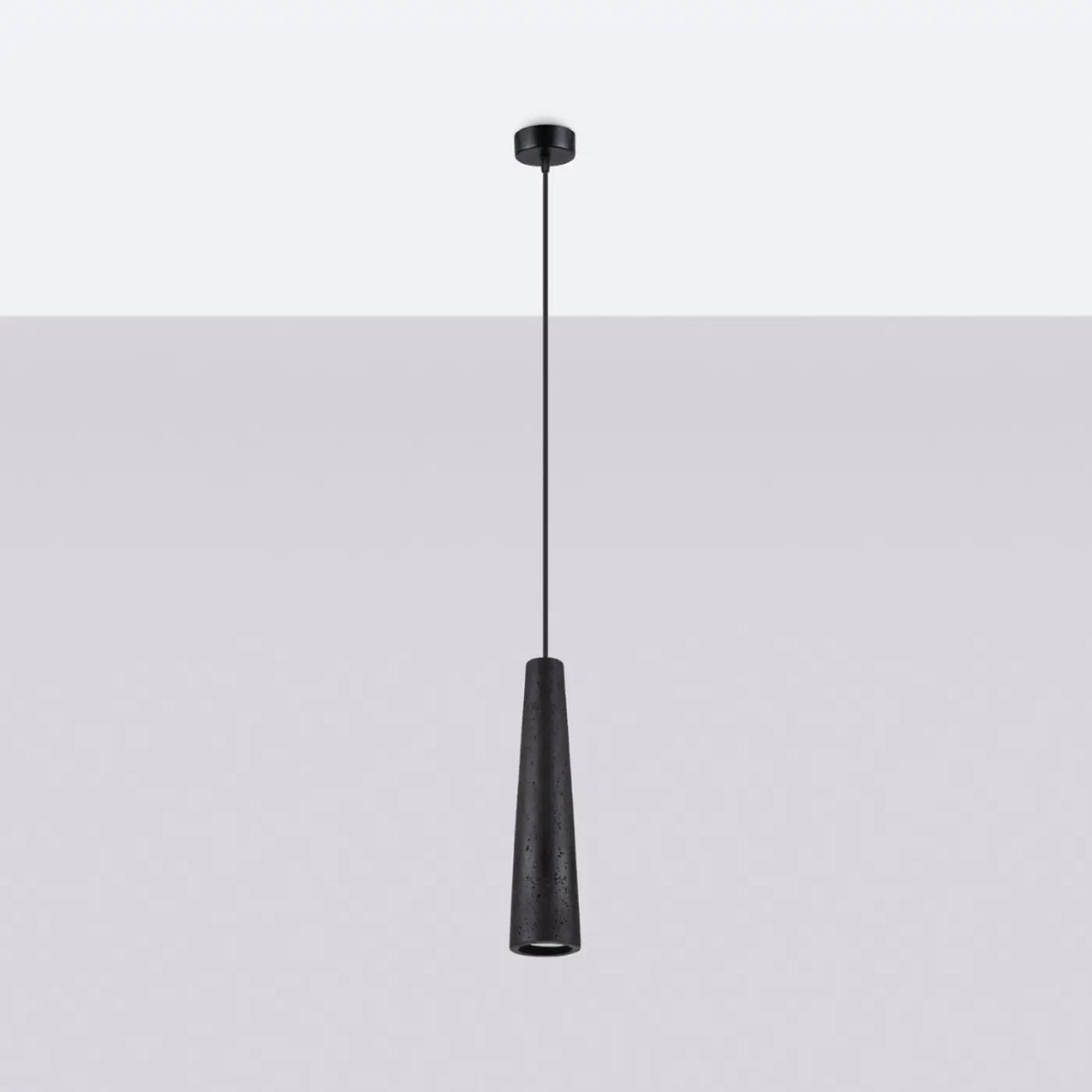 Suspension cône fin en béton ou en céramique, 7,5 cm, GU10, noir