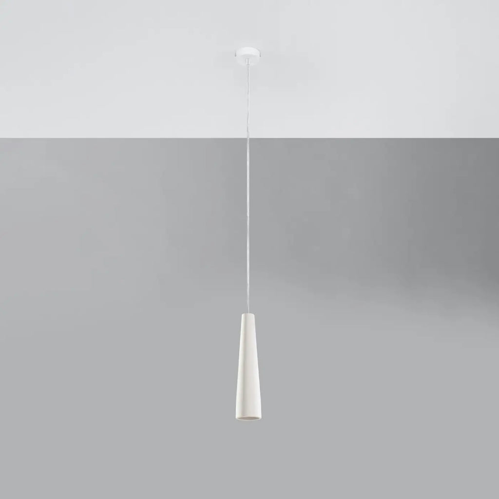 Suspension cône fin en béton ou en céramique, 7,5 cm, GU10, blanc
