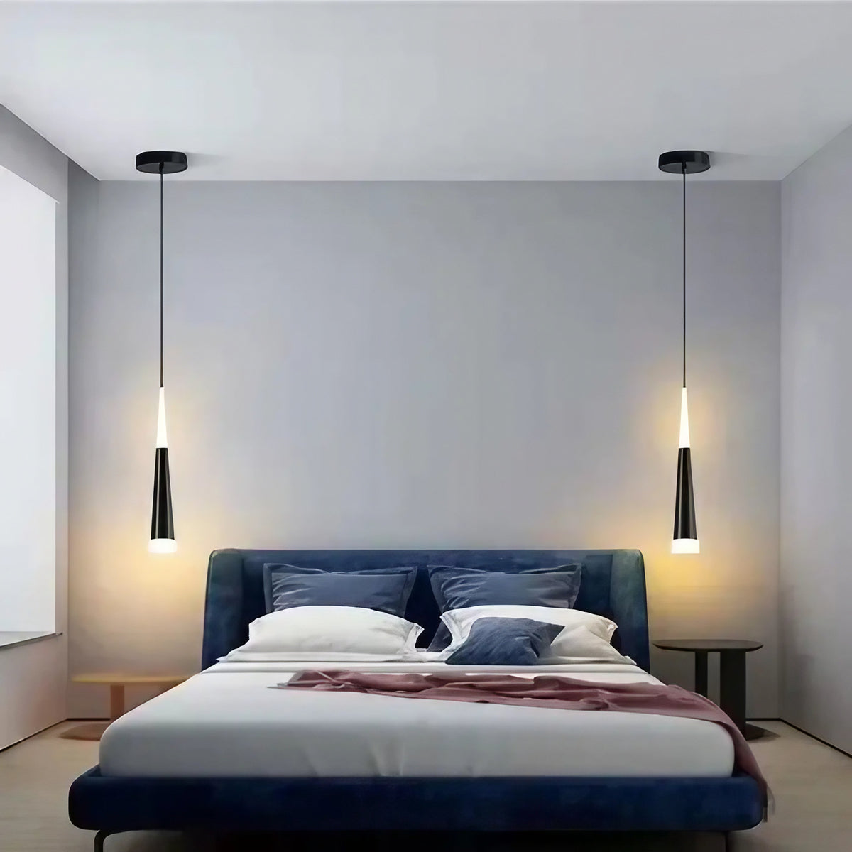 Suspension cône minimaliste pour chambre, noir ou doré, S ou M, noir