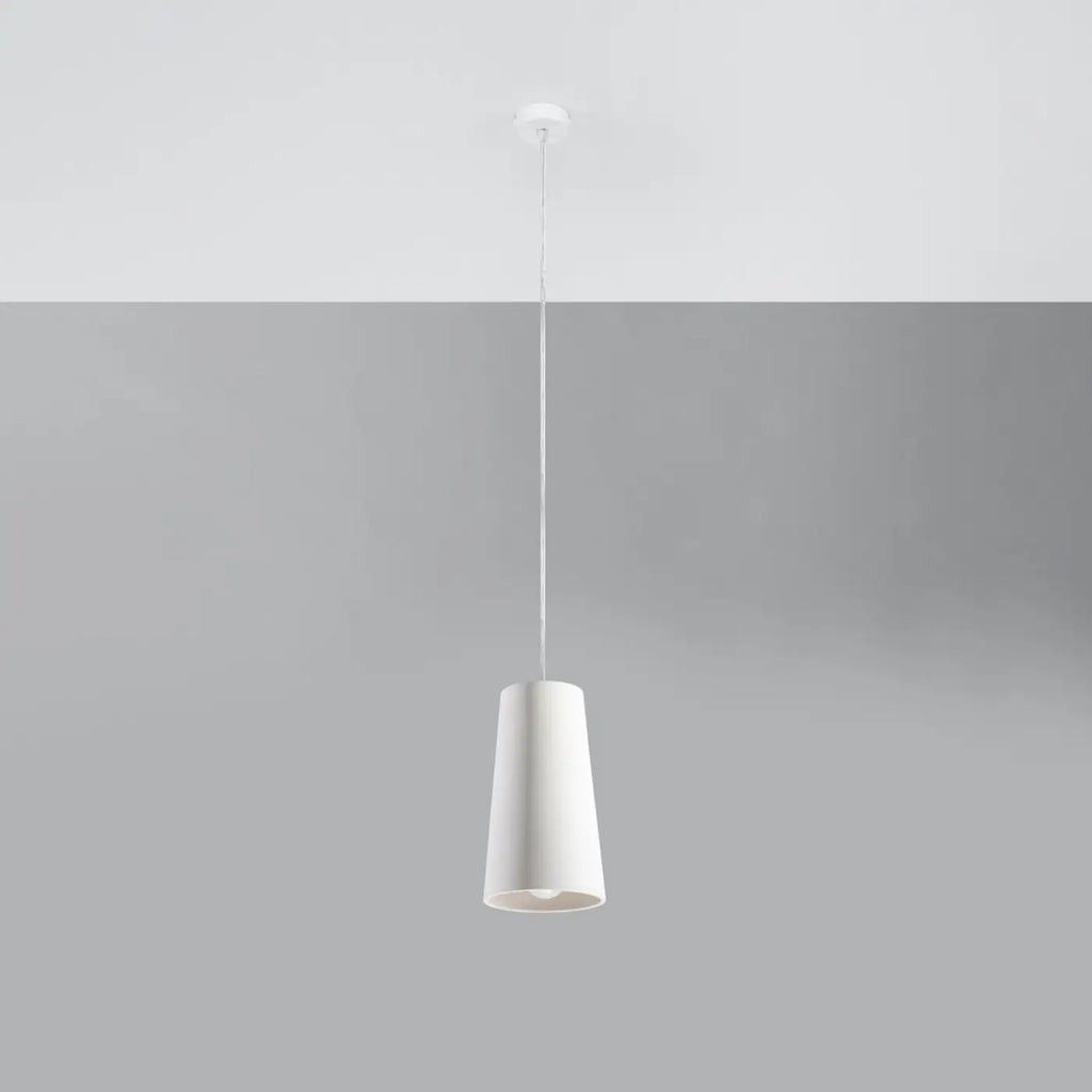 Suspension en céramique blanche, cône tronqué de 16 cm