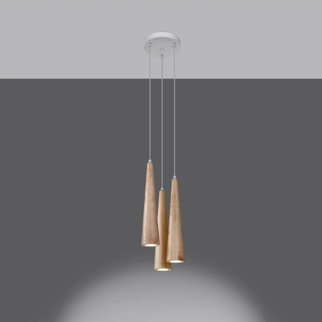Suspension étroite en bois naturel, 1 ou 3 lumières GU10