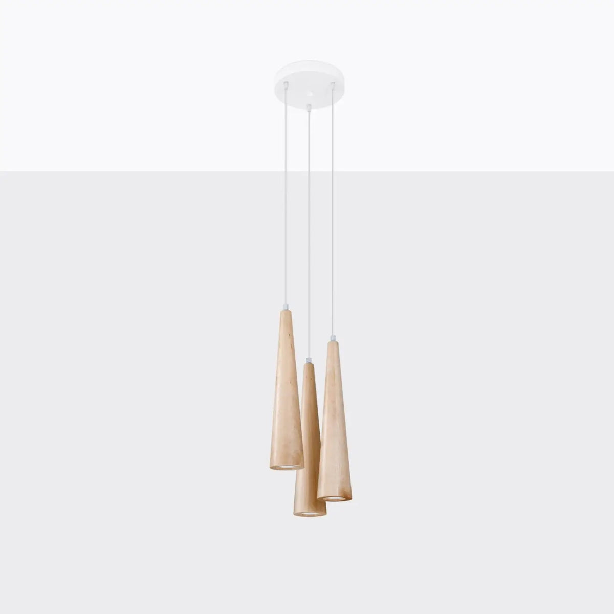 Suspension étroite en bois naturel, 1 ou 3 lumières GU10
