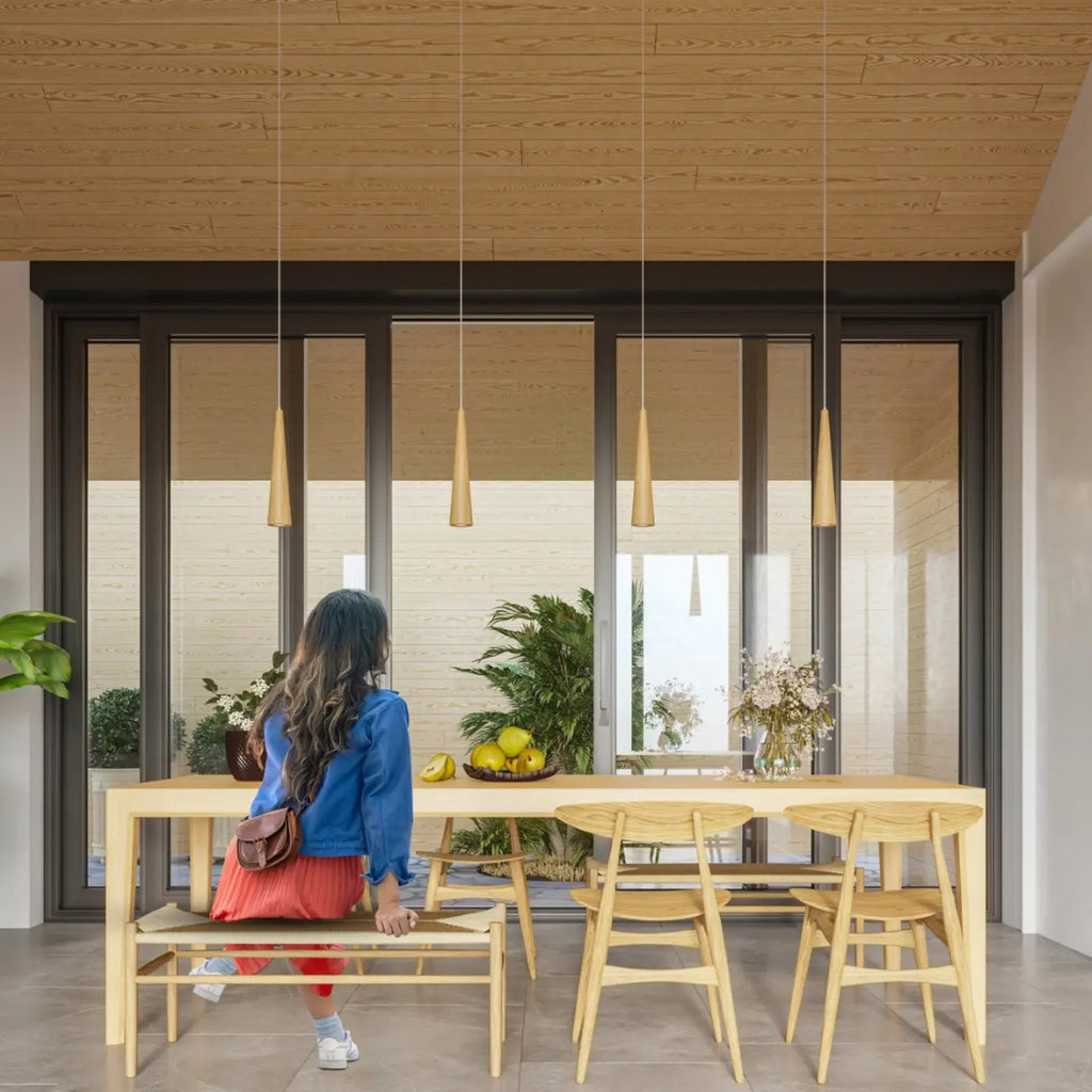 Suspension étroite en bois naturel, 1 ou 3 lumières GU10