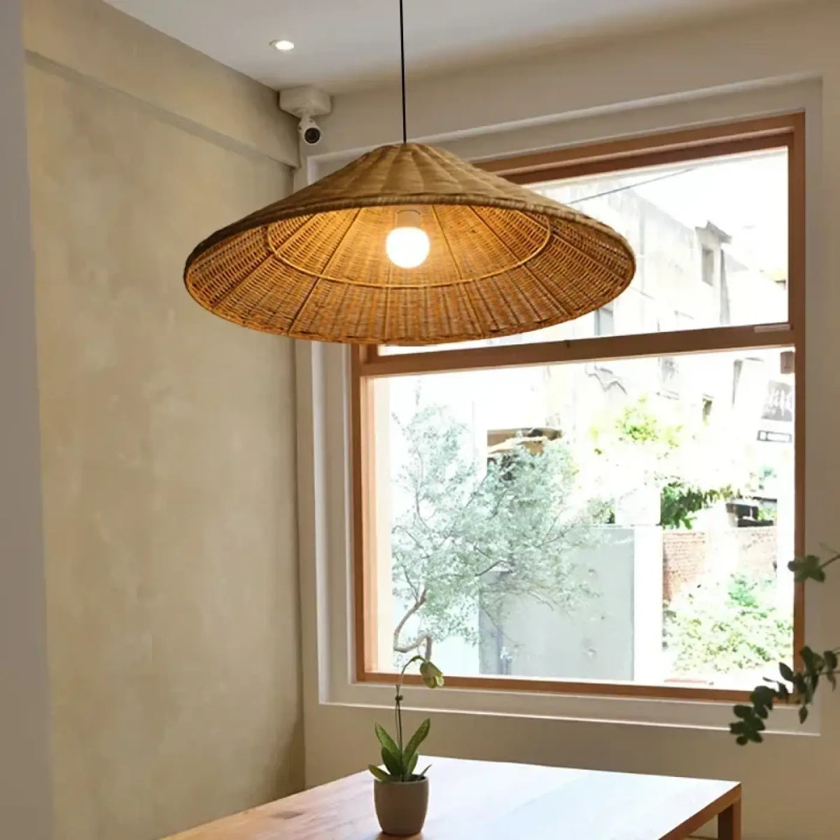 Suspension conique en rotin naturel pour cuisine, tailles S, M, L