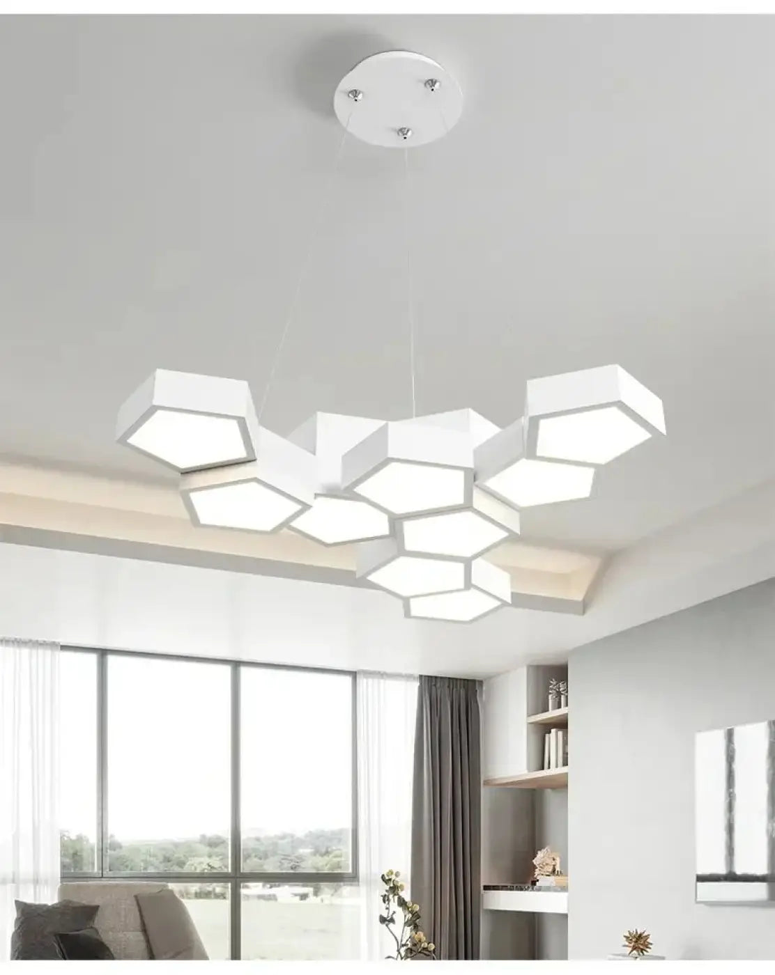 Suspension contemporaine épurée, blanc ou noir, tailles S à XL