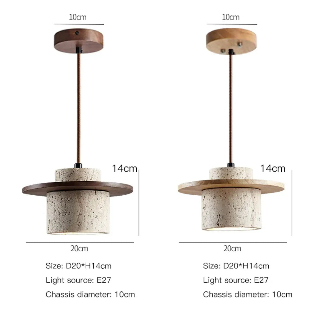 Suspension contemporaine en marbre et bois naturel, deux coloris