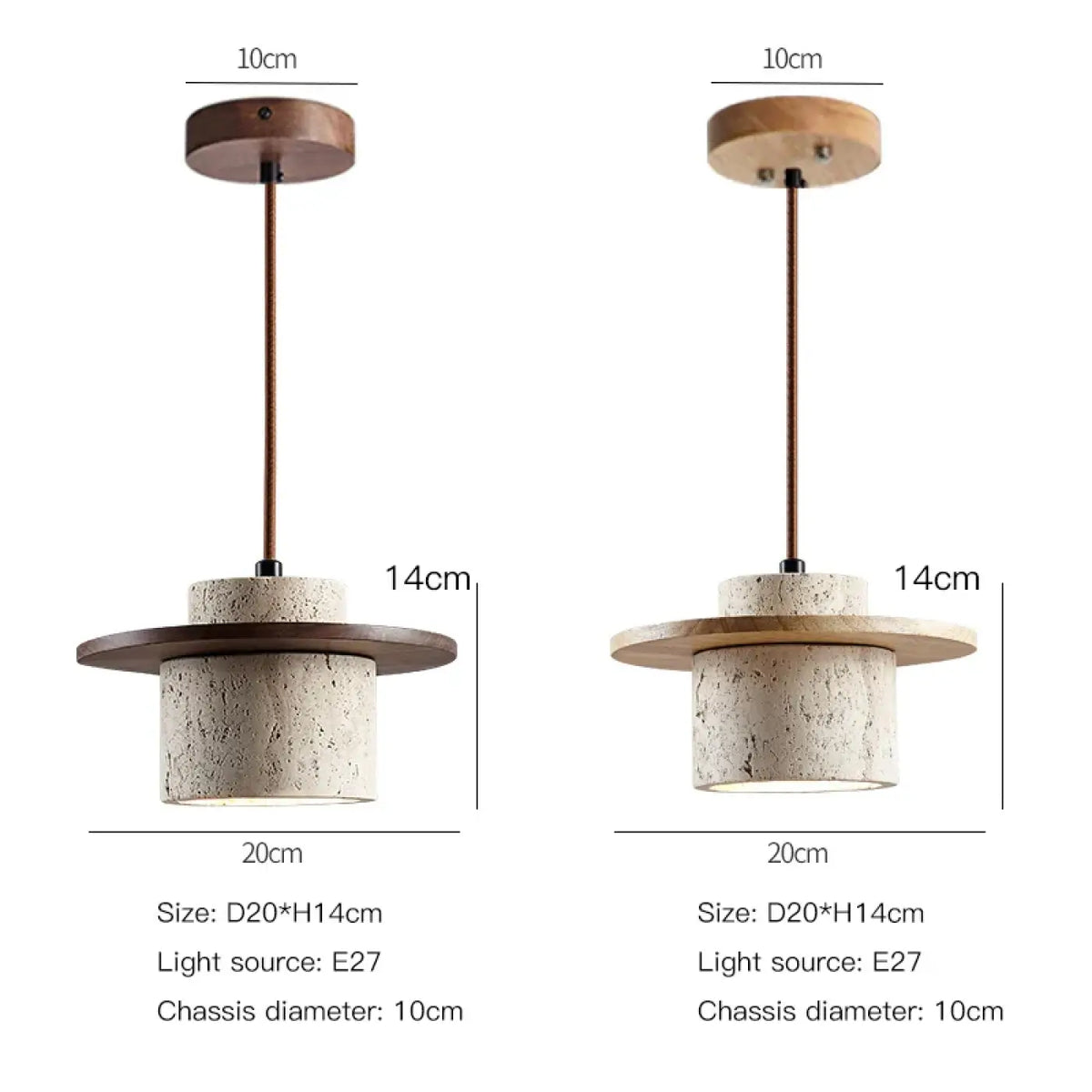 Suspension contemporaine en marbre et bois naturel, deux coloris