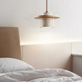 Suspension contemporaine en marbre et bois naturel, deux coloris, beige