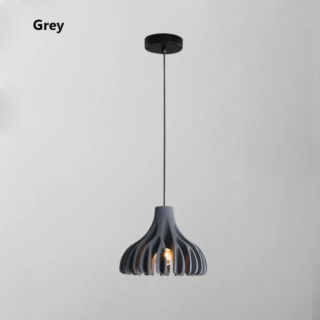 Suspension en bois et couleur, cinq coloris, lumière au choix