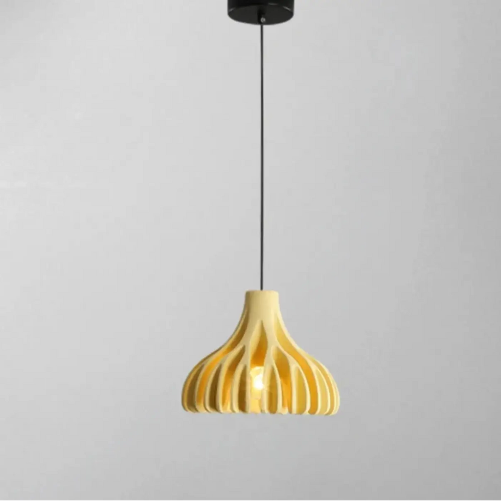 Suspension en bois et couleur, cinq coloris, lumière au choix