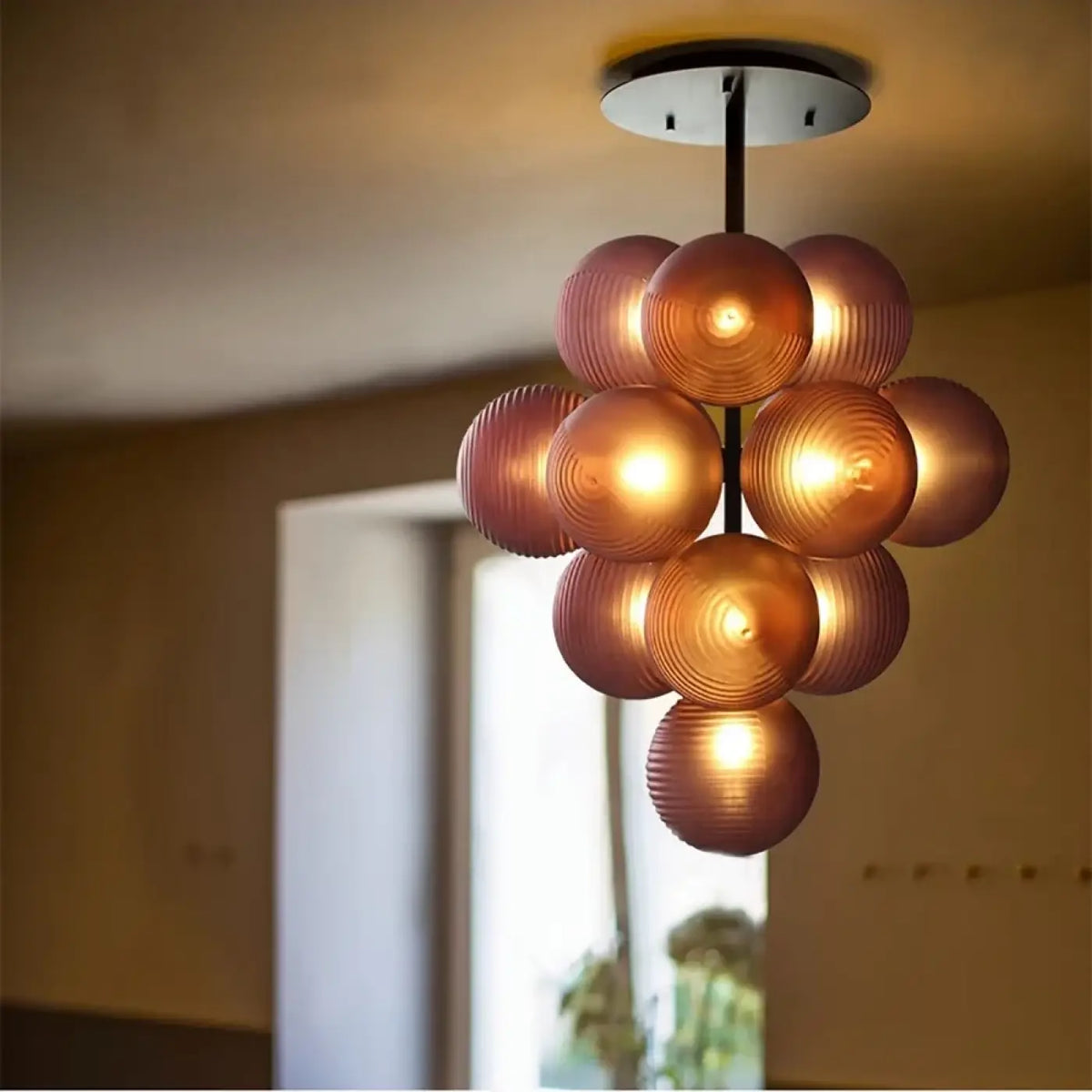 Suspension grappe de boules en verre, quatre coloris