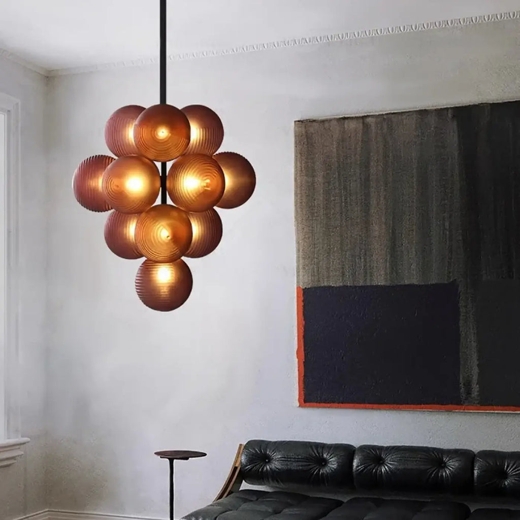 Suspension grappe de boules en verre, quatre coloris