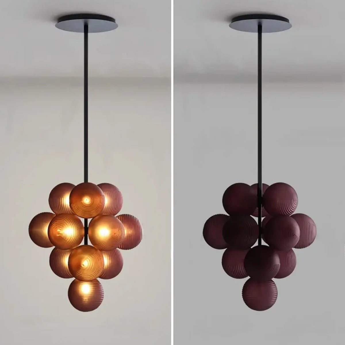 Suspension grappe de boules en verre, quatre coloris