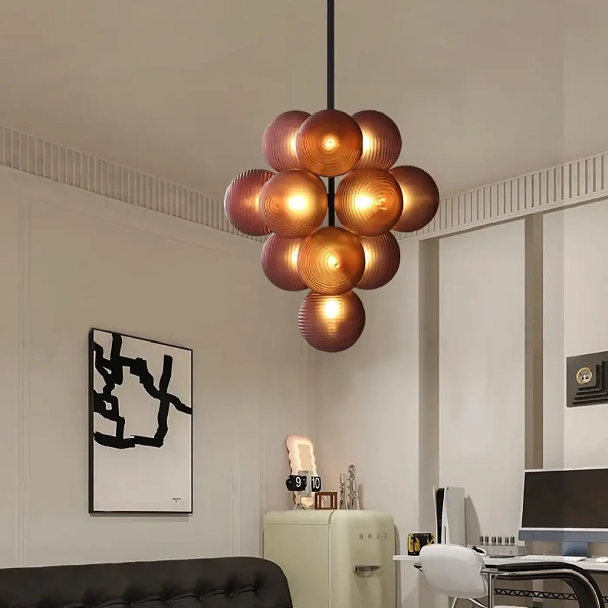 Suspension grappe de boules en verre, quatre coloris
