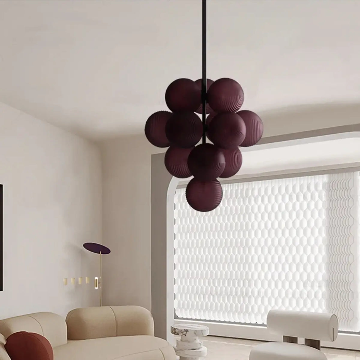 Suspension grappe de boules en verre, quatre coloris