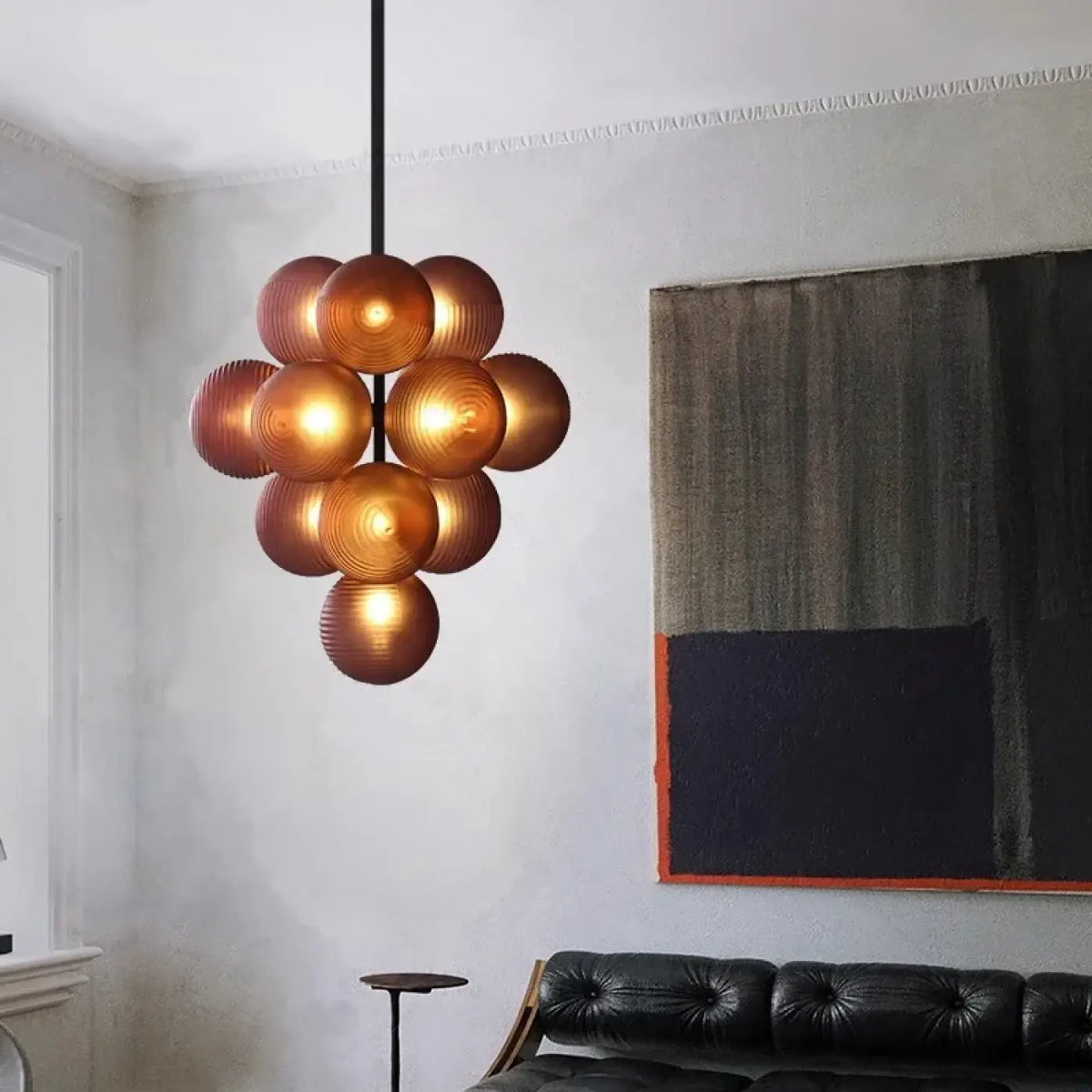 Suspension grappe de boules en verre, quatre coloris