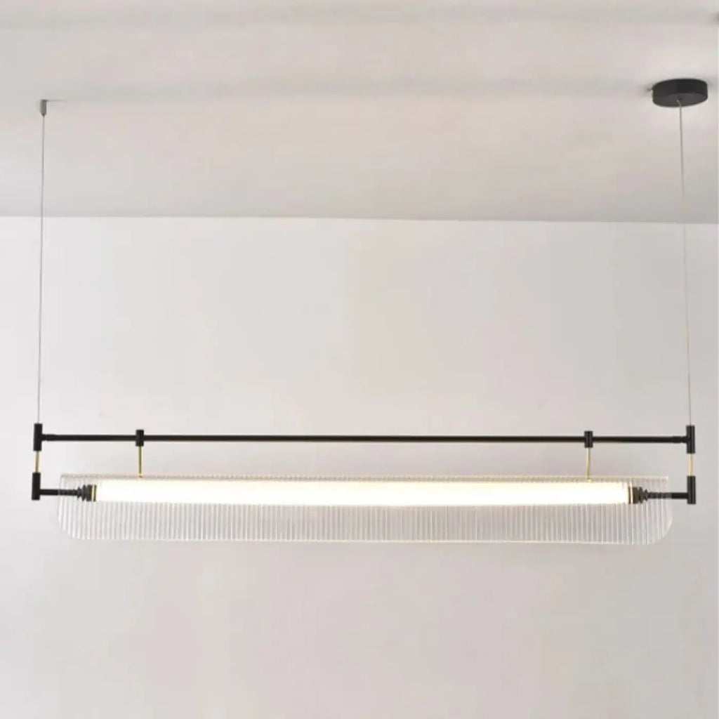 Suspension à tube lumineux en verre, doré ou noir, S à L