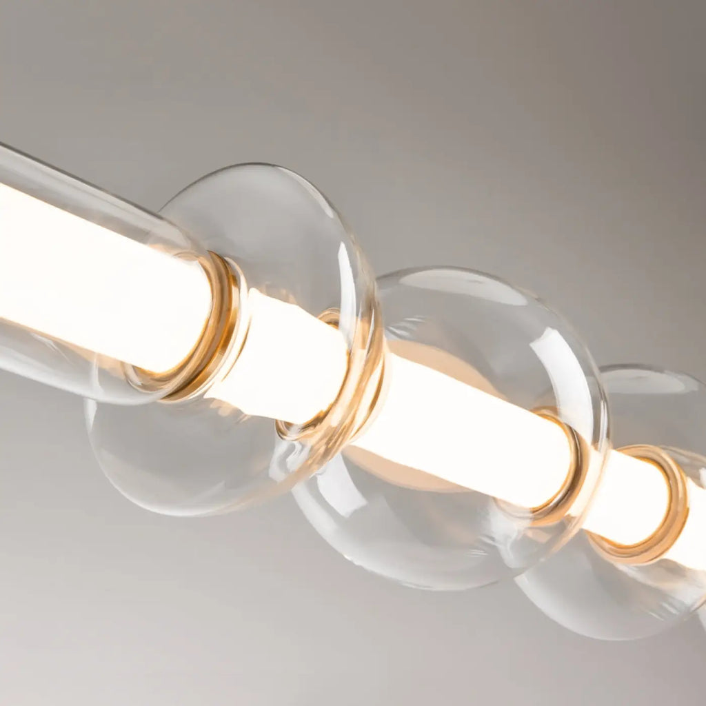 Suspension LED linéaire en verre rayé de 98 cm, noir ou doré