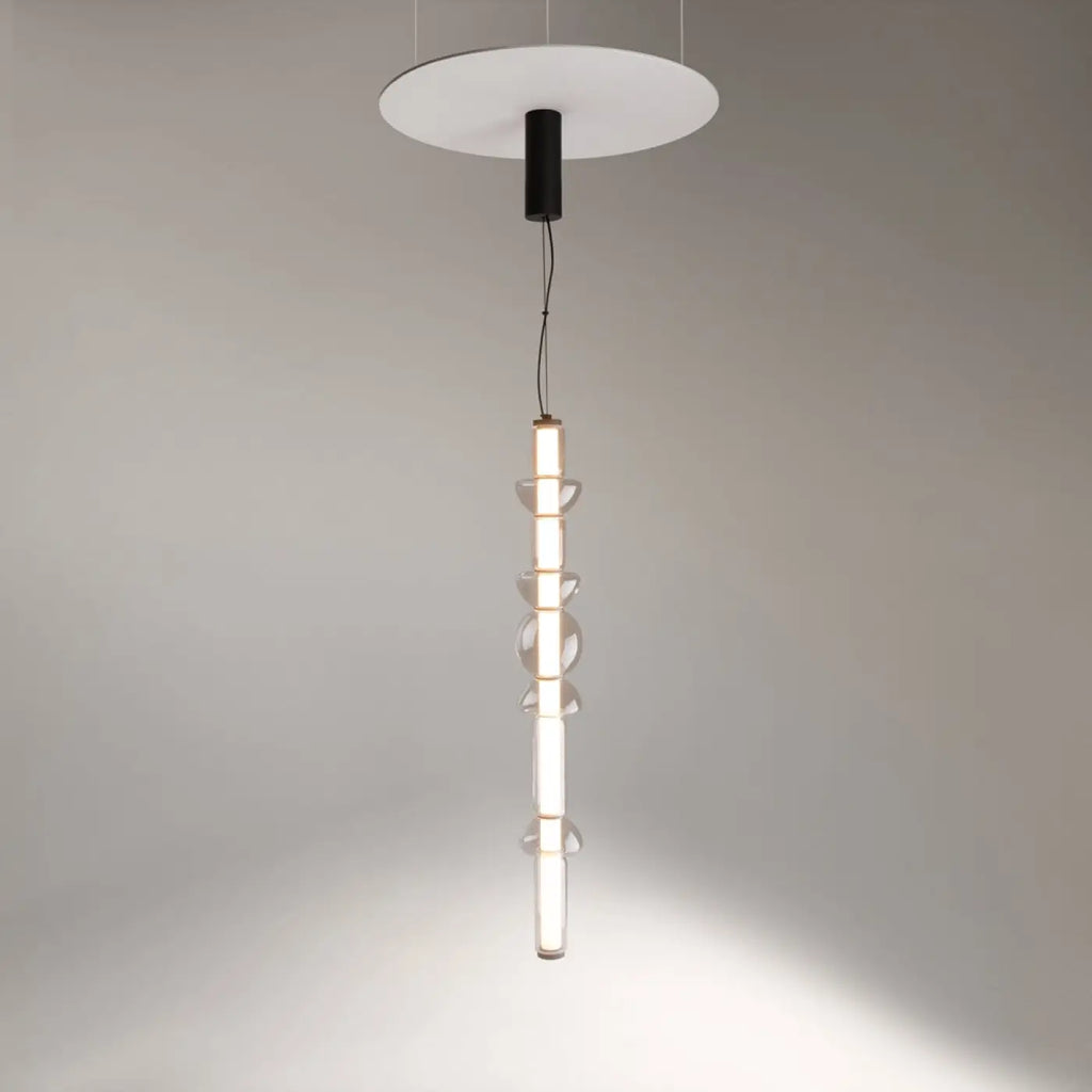 Suspension LED linéaire en verre rayé de 98 cm, noir ou doré