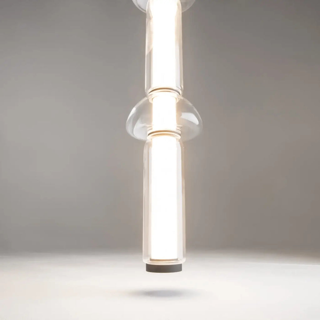 Suspension LED linéaire en verre rayé de 98 cm, noir ou doré