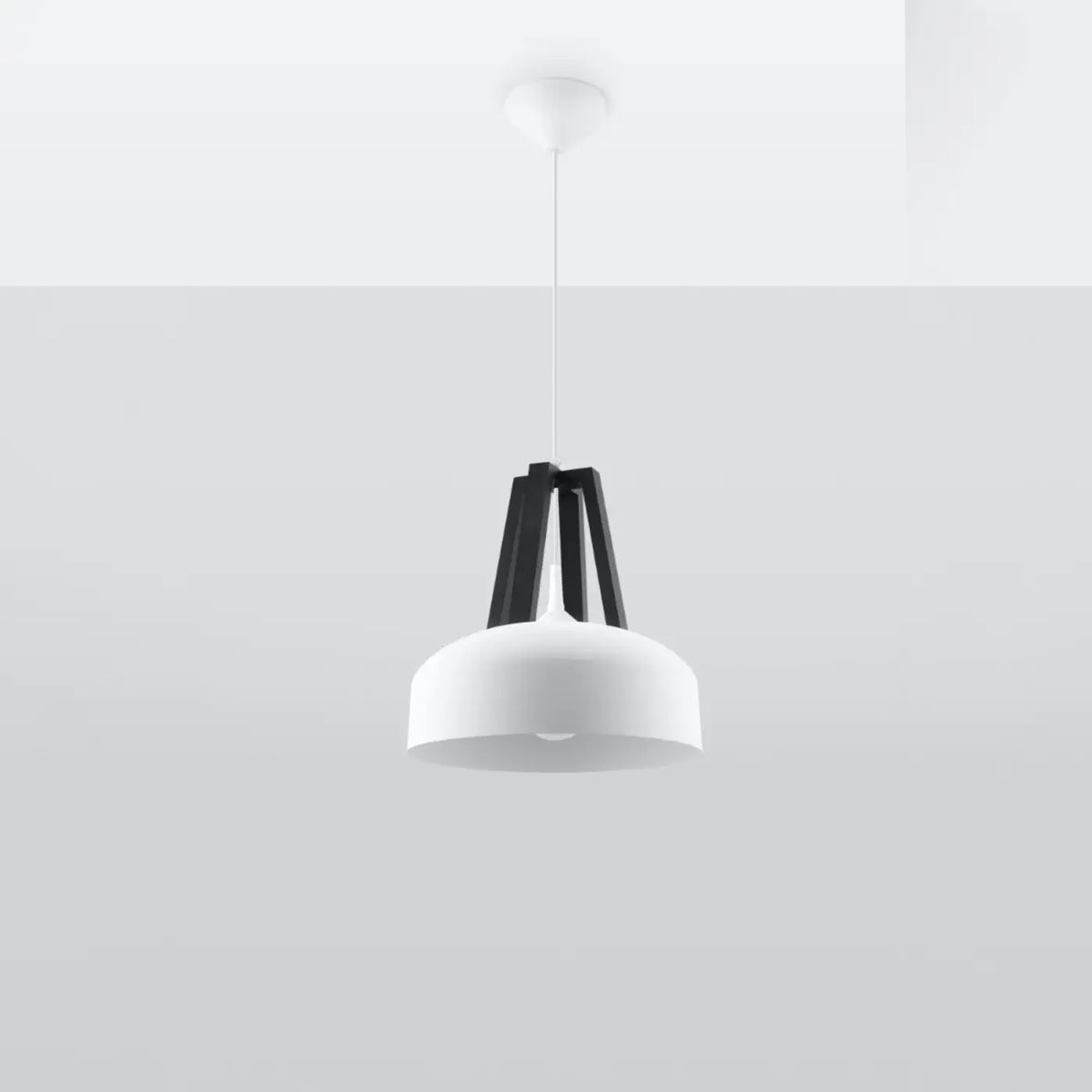 Suspension coupole en acier de 30 cm, quatre finitions, blanc/noir