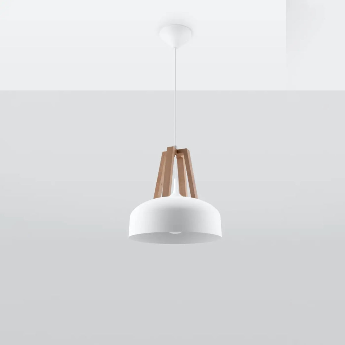 Suspension coupole en acier de 30 cm, quatre finitions, blanc/bois naturel