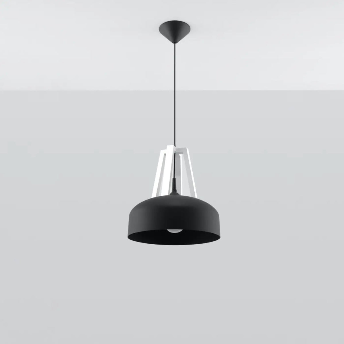 Suspension coupole en acier de 30 cm, quatre finitions, noir/blanc