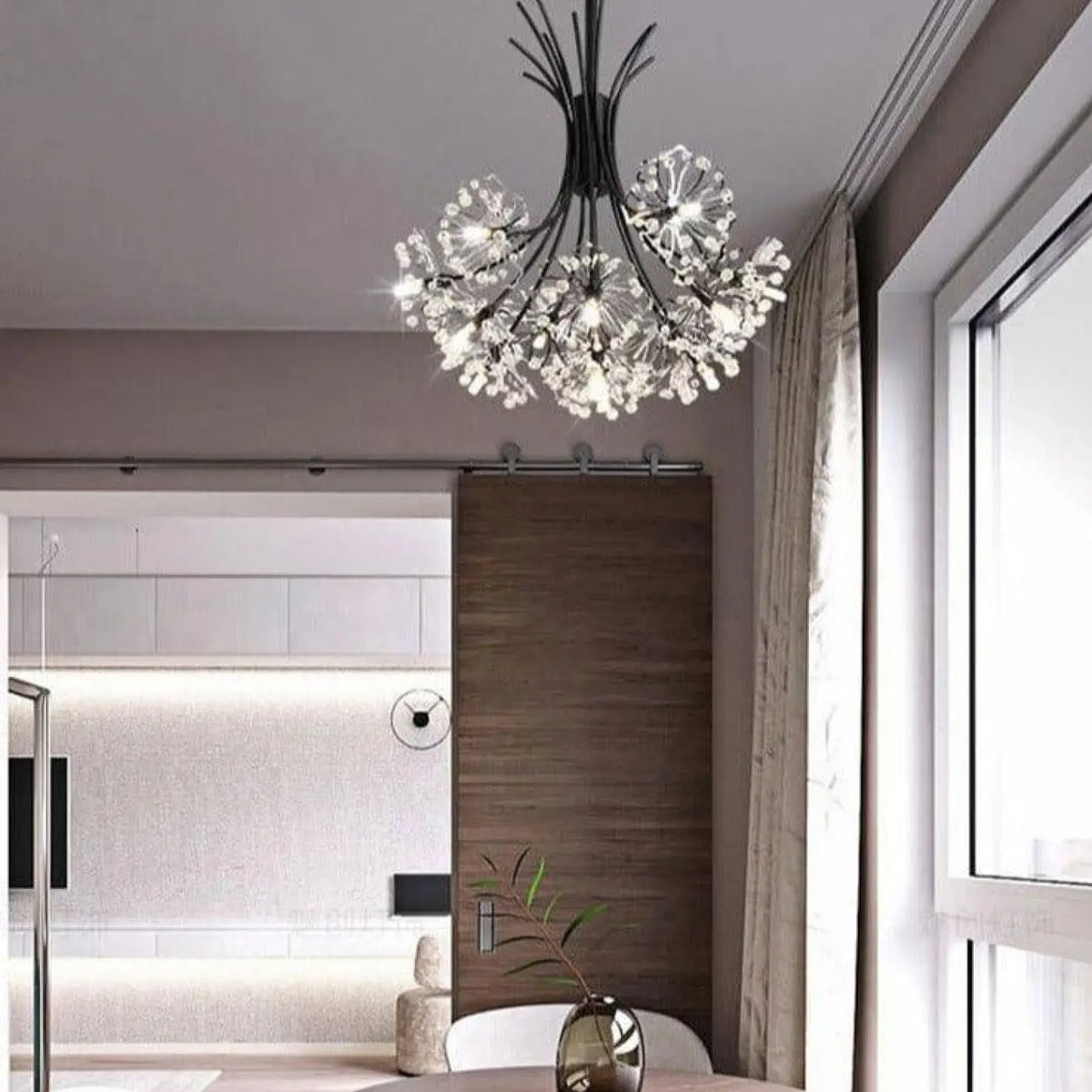 Suspension en cristal, coloris noir ou doré, blanc chaud ou froid