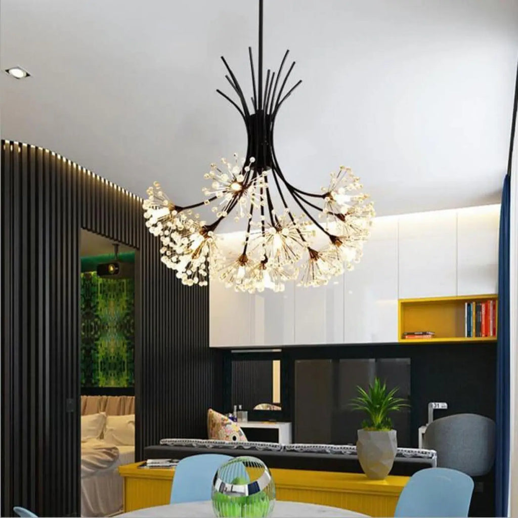 Suspension en cristal, coloris noir ou doré, blanc chaud ou froid