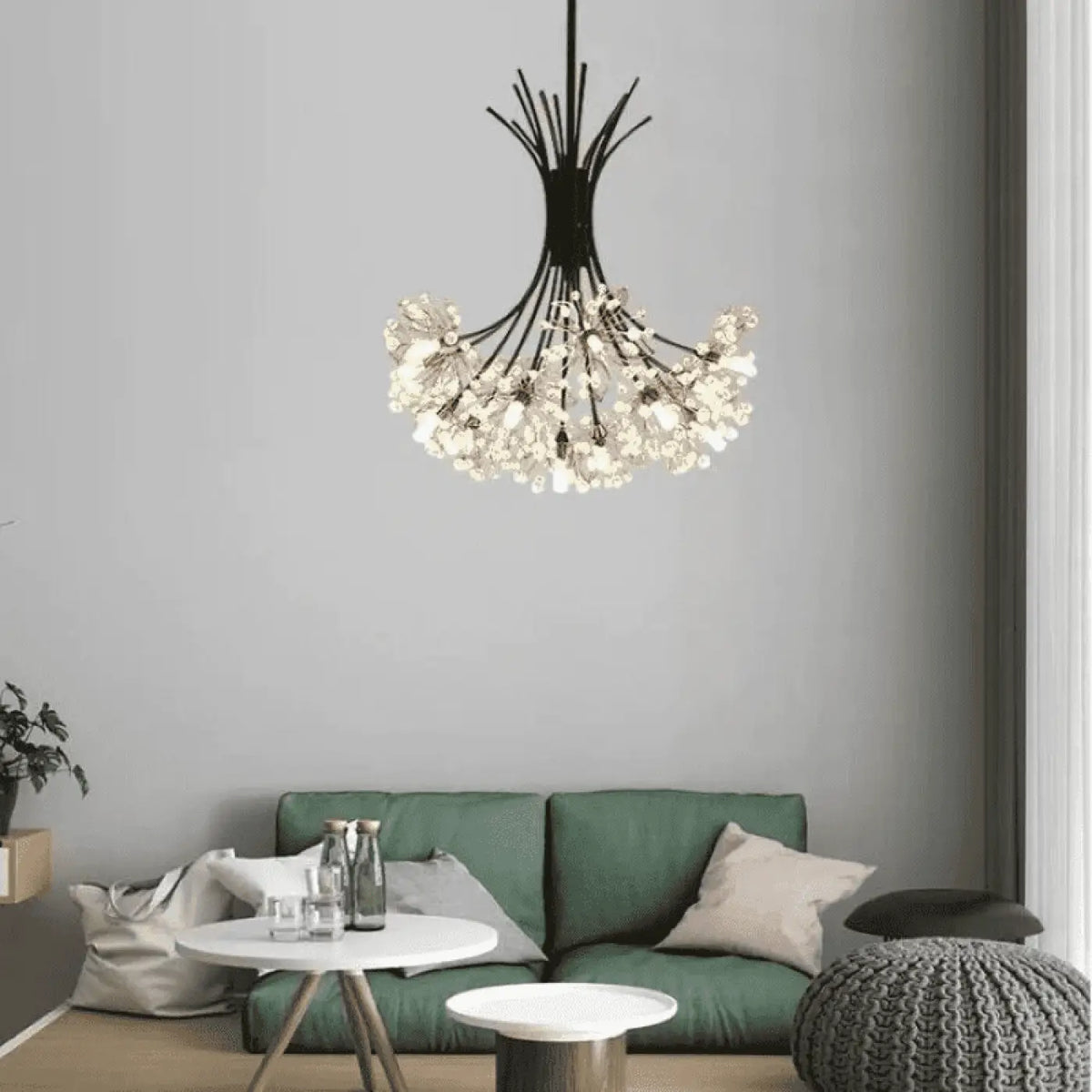 Suspension en cristal, coloris noir ou doré, blanc chaud ou froid