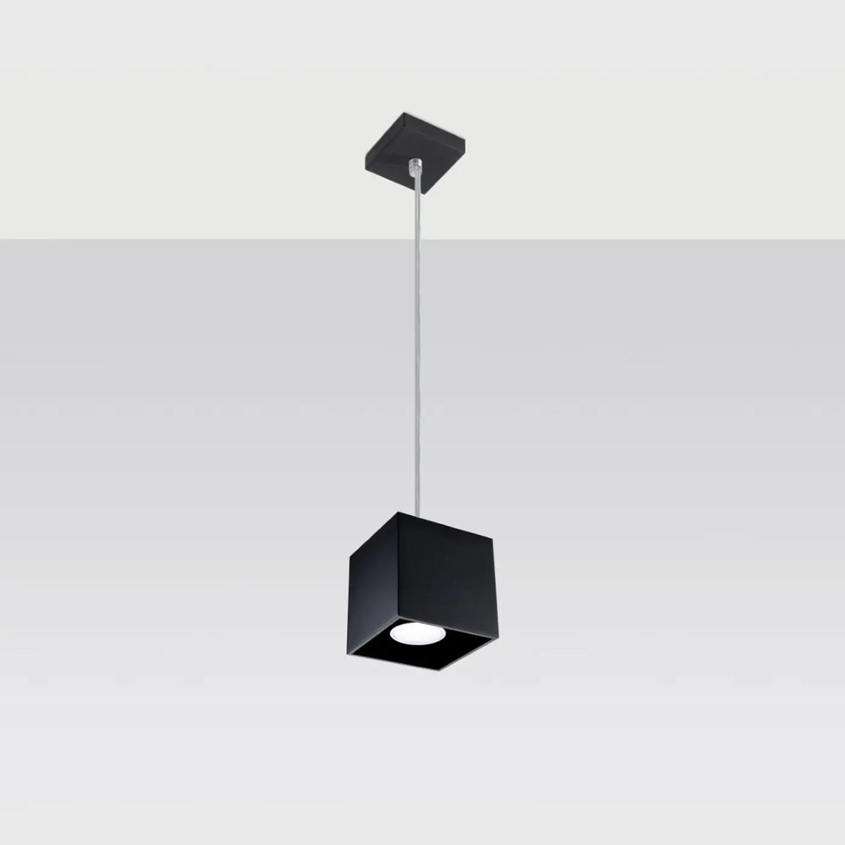 Suspension cube en aluminium de 10 cm, ampoule GU10, noir