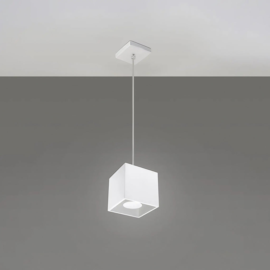 Suspension cube en aluminium de 10 cm, ampoule GU10, blanc