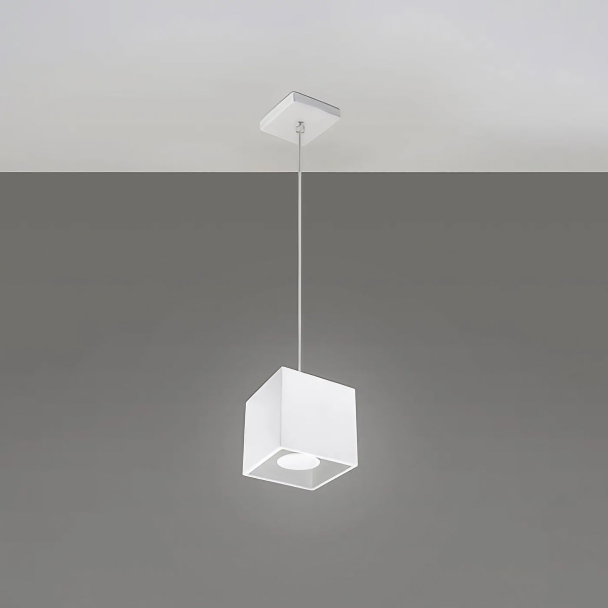 Suspension cube en aluminium de 10 cm, ampoule GU10, blanc