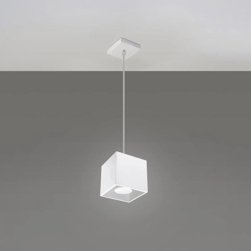 Suspension cube en aluminium de 10 cm, ampoule GU10, blanc