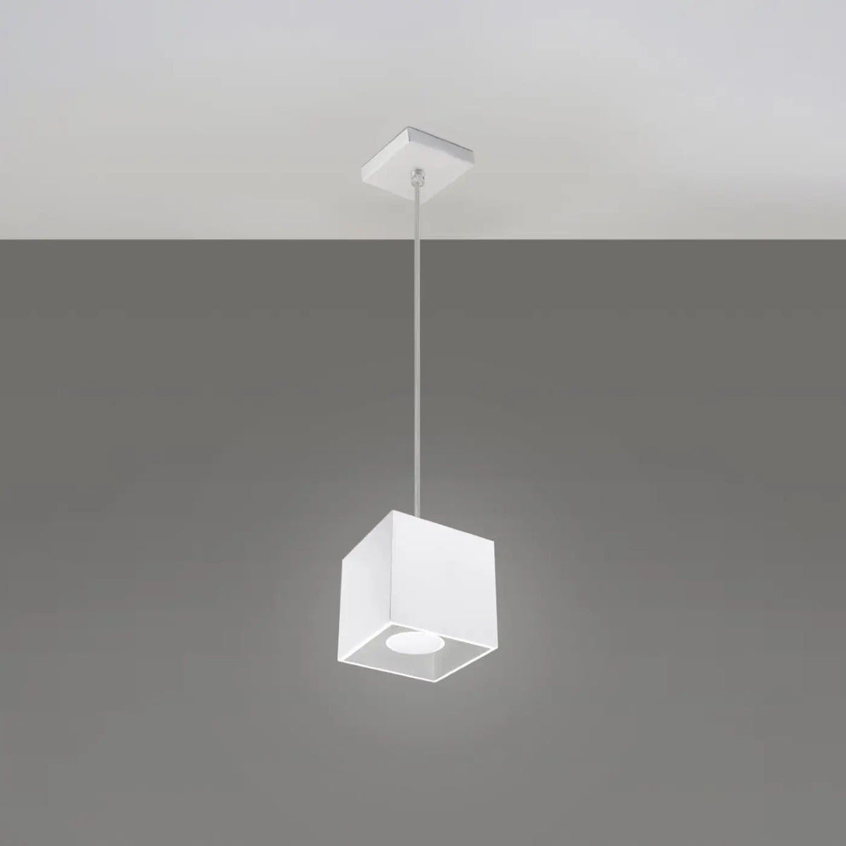 Suspension cube en aluminium de 10 cm, ampoule GU10, blanc