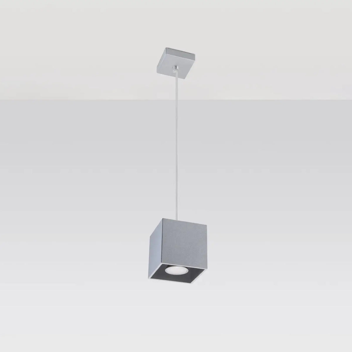 Suspension cube en aluminium de 10 cm, ampoule GU10, gris