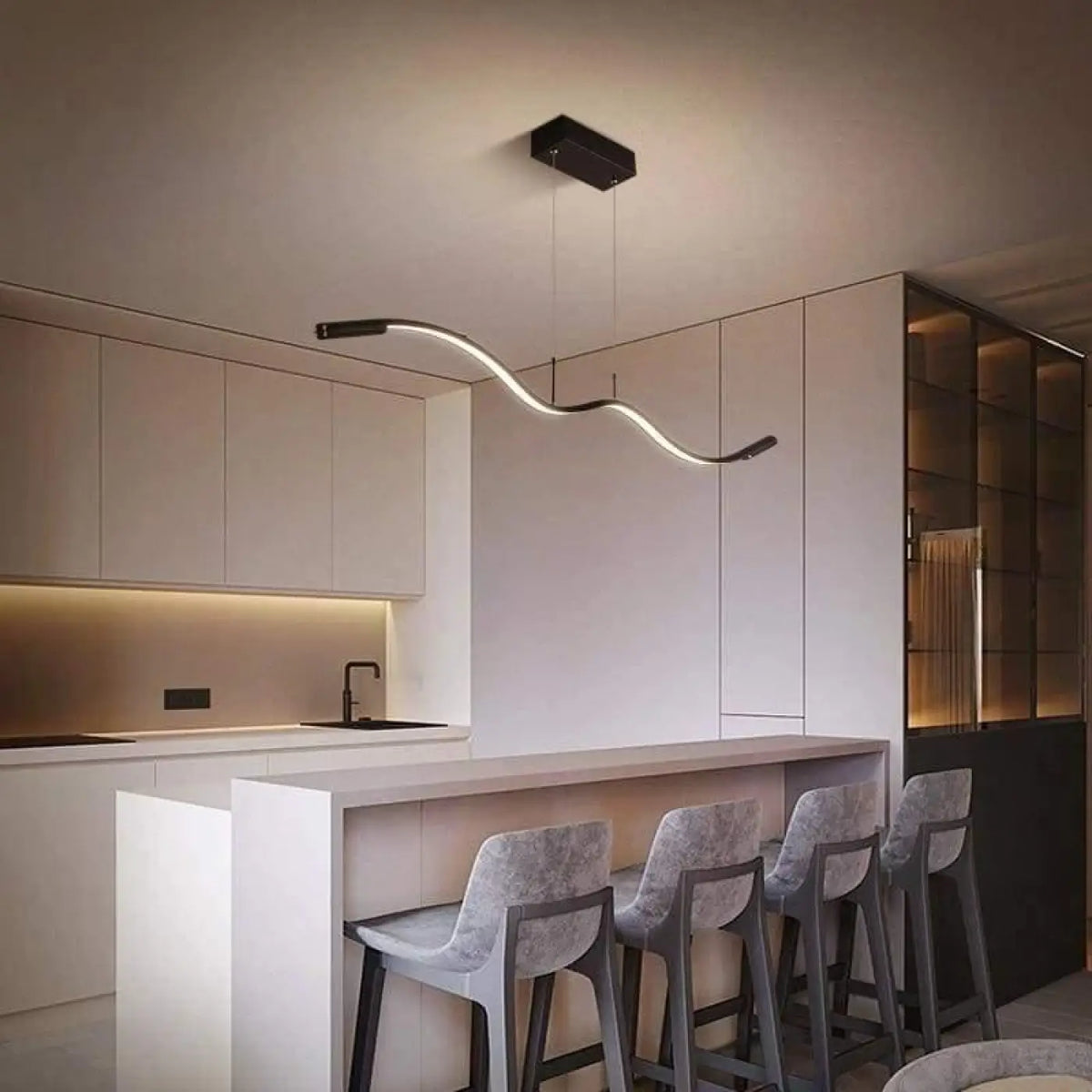 Suspension de cuisine design, une, deux ou trois lignes, noir