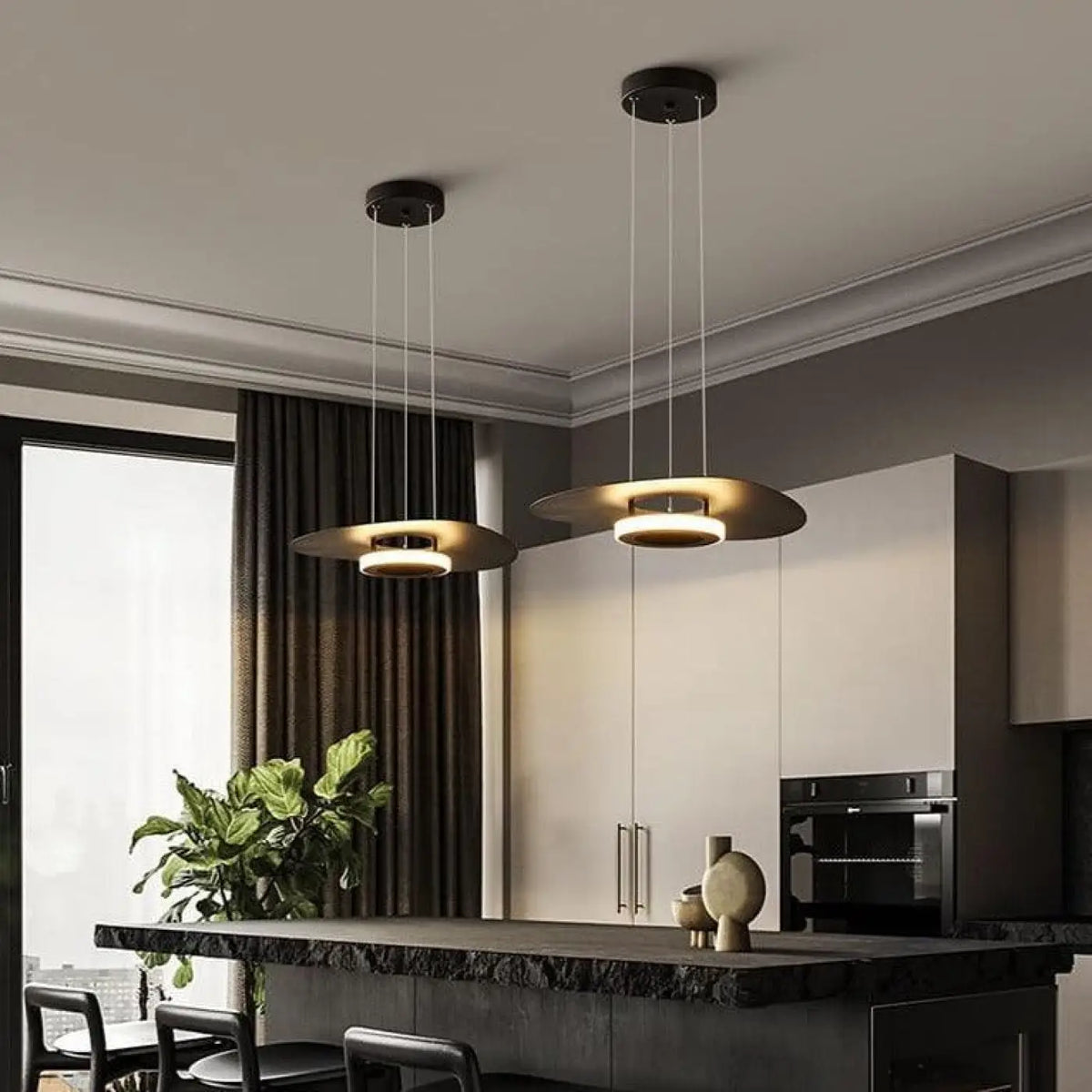 Suspension industrielle pour cuisine, noire ou blanche, noir