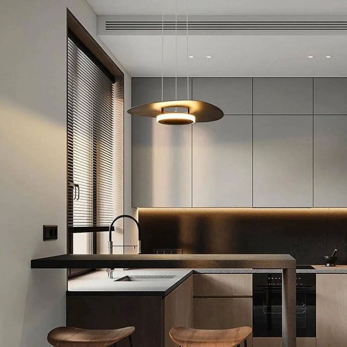 Suspension industrielle pour cuisine, noire ou blanche