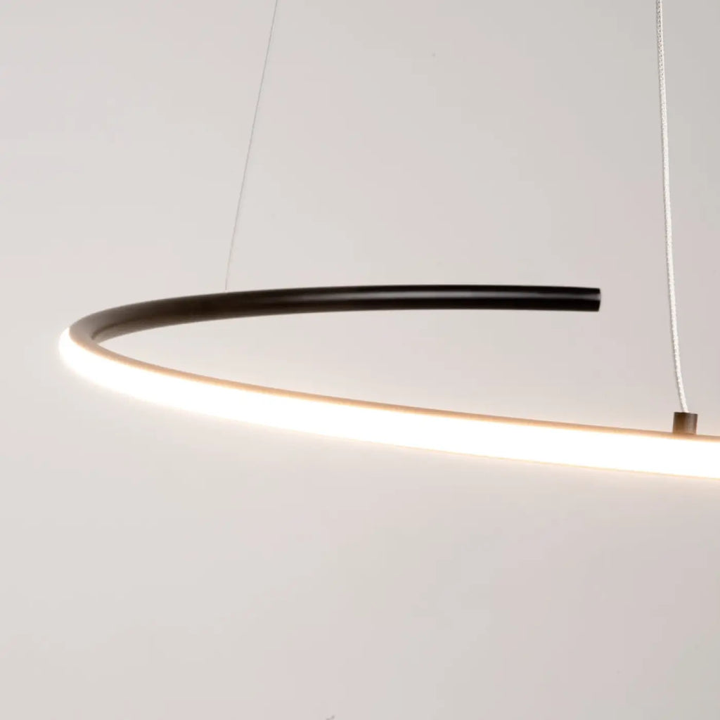 Suspension LED anneau ondulé de 60 cm, aluminium noir ou doré