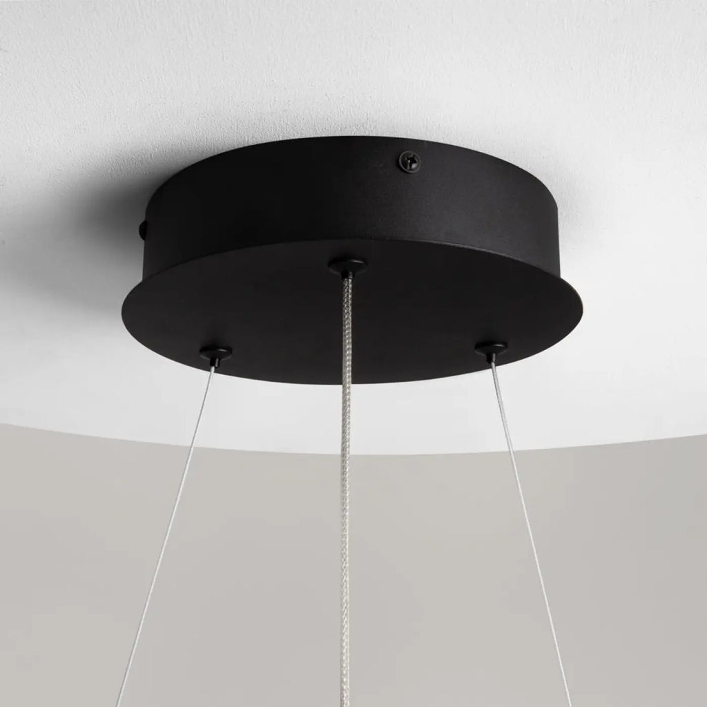 Suspension LED anneau ondulé de 60 cm, aluminium noir ou doré
