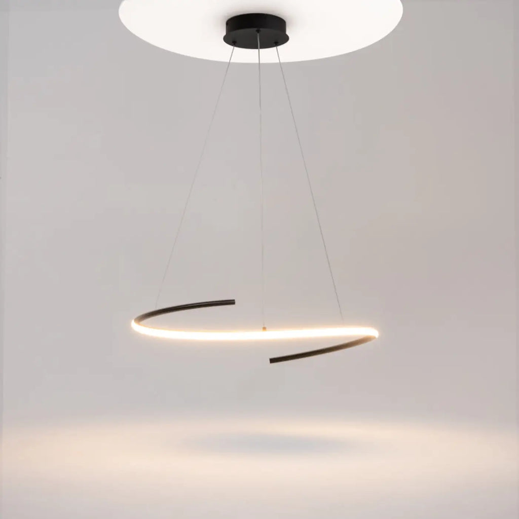 Suspension LED anneau ondulé de 60 cm, aluminium noir ou doré, noir
