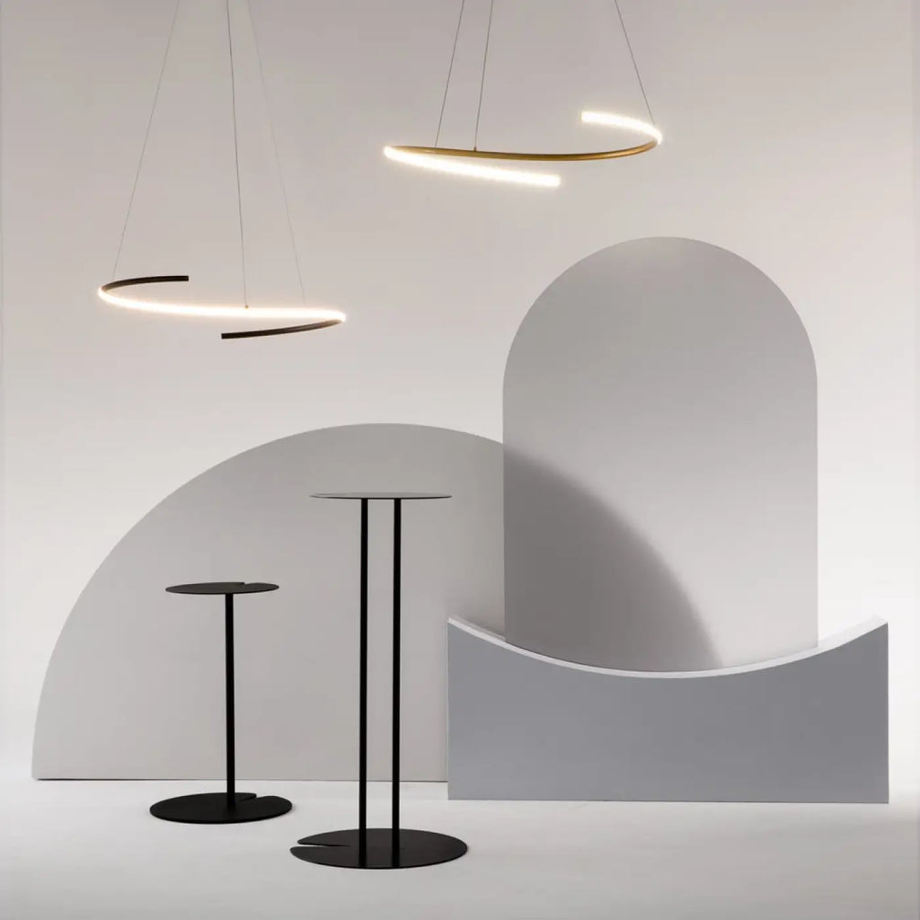 Suspension LED anneau ondulé de 60 cm, aluminium noir ou doré