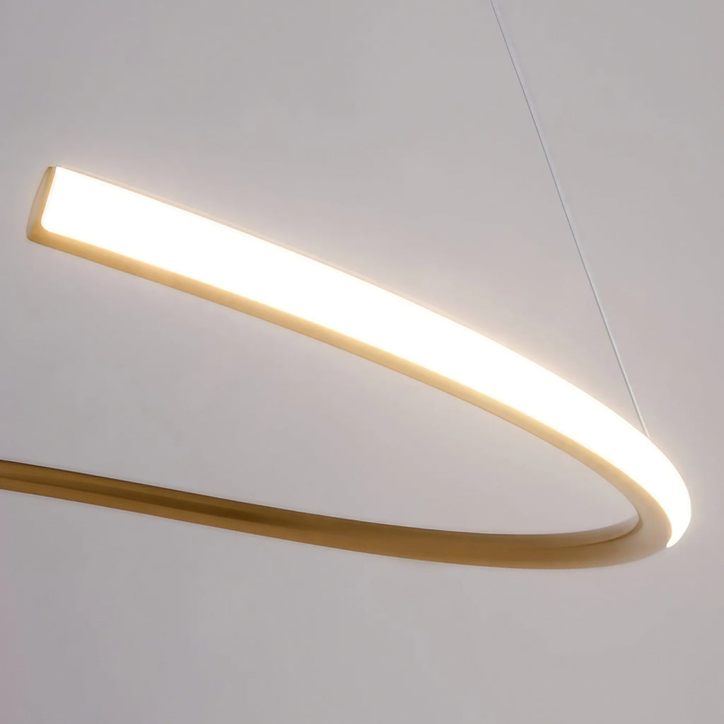 Suspension LED anneau ondulé de 60 cm, aluminium noir ou doré