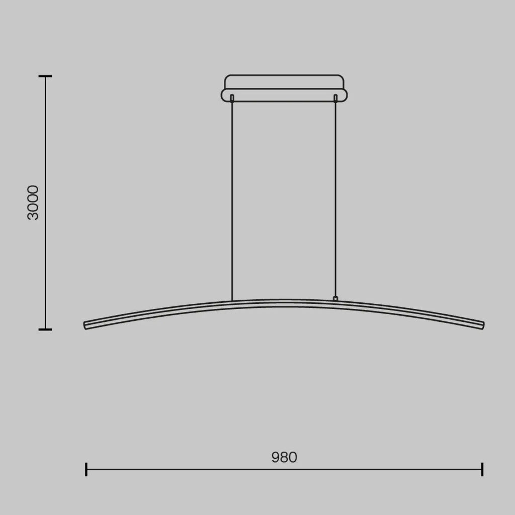 Suspension LED linéaire ondulée noire de 98 cm, 3000 ou 4000 K